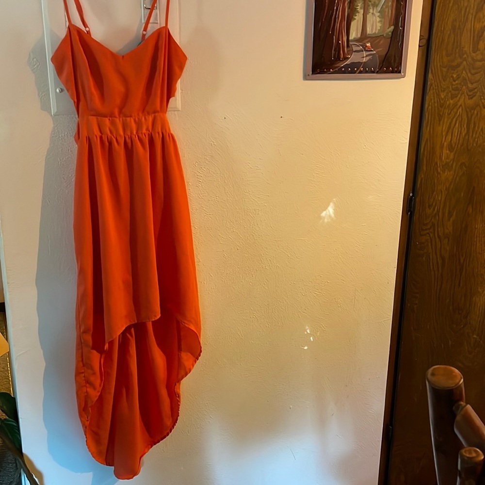 Orange open back dress